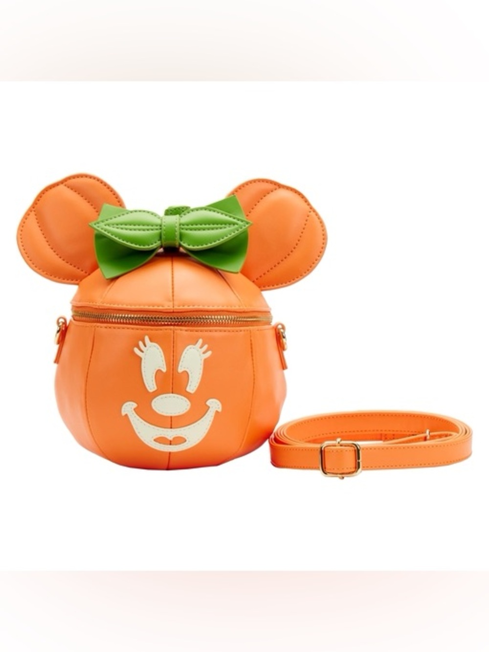 Loungefly Glow in the Dark Minnie Mouse Pumpkin Crossbody Bag - Picture 2 of 9